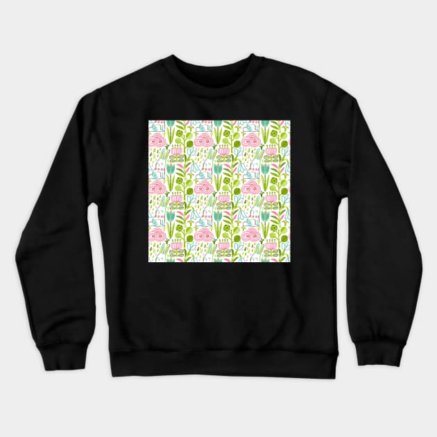 Spring flowers and bunny Crewneck Sweatshirt by kostolom3000